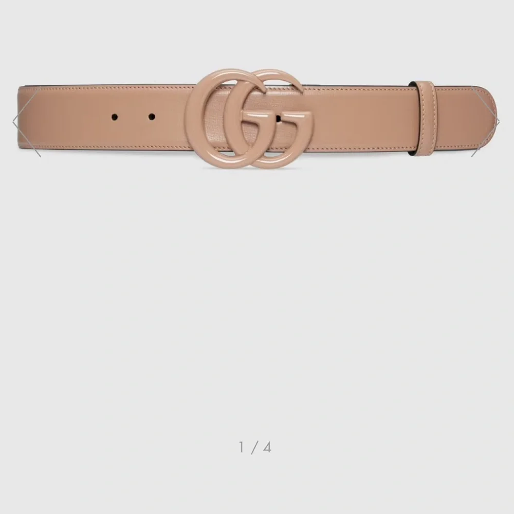 Gucci GG Marmont Wide Belt in Dusty Rose Gucci GG Marmont Belt Dusty Pink in Calfskin Leather with  main image 4